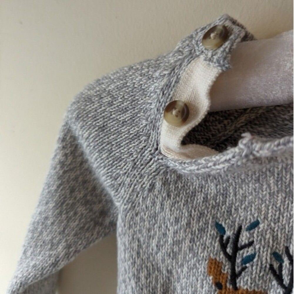 Tea Collection Reindeer Baby Sweater 12-18mos Gray - Picture 4 of 6